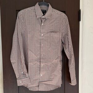 Nordstrom Men's Plaid Button-Down Shirt - Brown and White